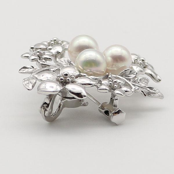 真珠 パール ブローチ あこや真珠 パールブローチ 7mm-7.5mm 3pcs