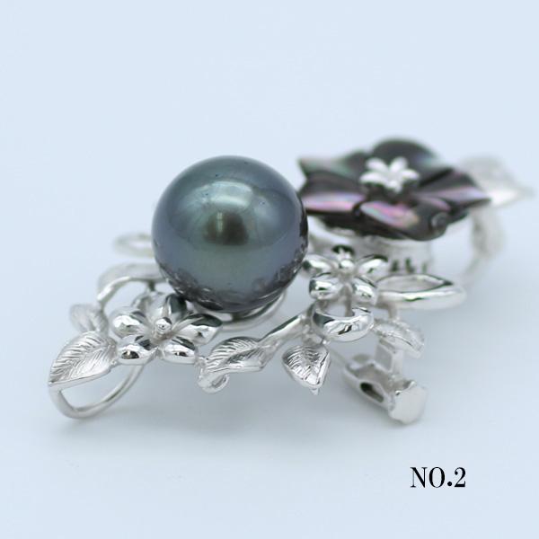 真珠 パール ブローチ 黒蝶真珠 11mm-12mm 黒真珠 ブラックパール