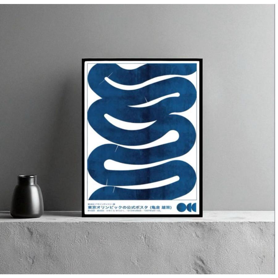 東京オリンピック 額入り ポスター 亀倉雄策 モダン アート ブルー 青