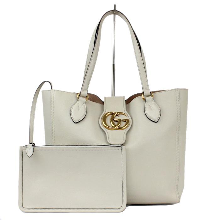 GUCCI（グッチ） レザー ホワイト 白 ダブルG トートバッグ スモール