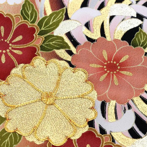 着物 京友禅 黒留袖 金駒刺繍 金彩金駒刺繍加工 乱菊に鶴 あすかや