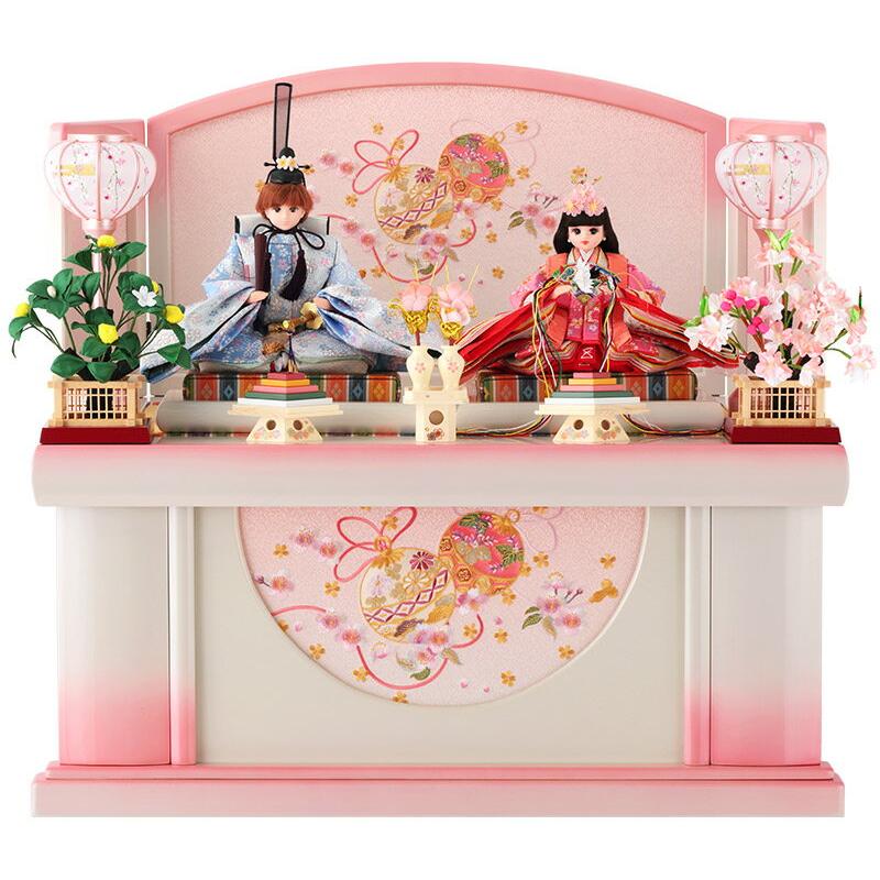 久月 雛人形 リカちゃん ひな人形 コンパクト収納飾り 親王飾り 白