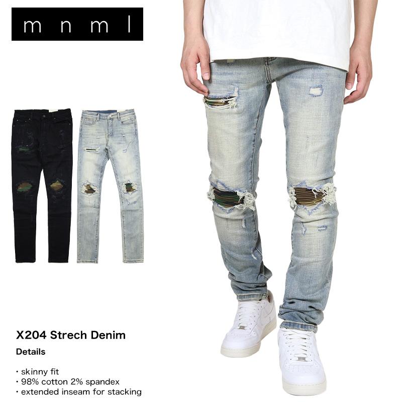 mnml（ミニマル） 爆買 デニムパンツ スキニー ジーンズ クラッシュ