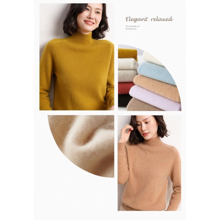 カシミヤセーター 100% カシミヤ ハイネックセーター レディース
