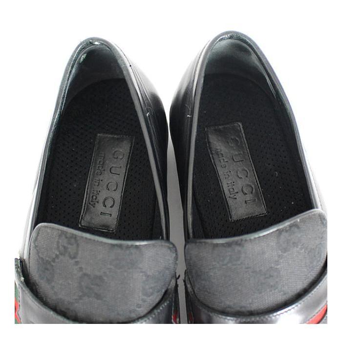 GUCCI（グッチ） スリッポン GGシェリーライン 黒キャンバス×レザー