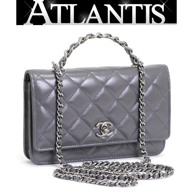 シャネル CHANEL トップハンドル マトラッセ チェーンウォレット