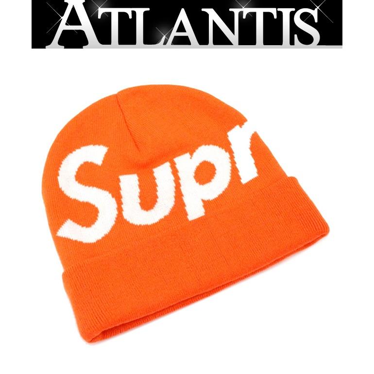 未使用 Supreme シュプリーム ニット帽 ビックロゴ ビーニー オレンジ