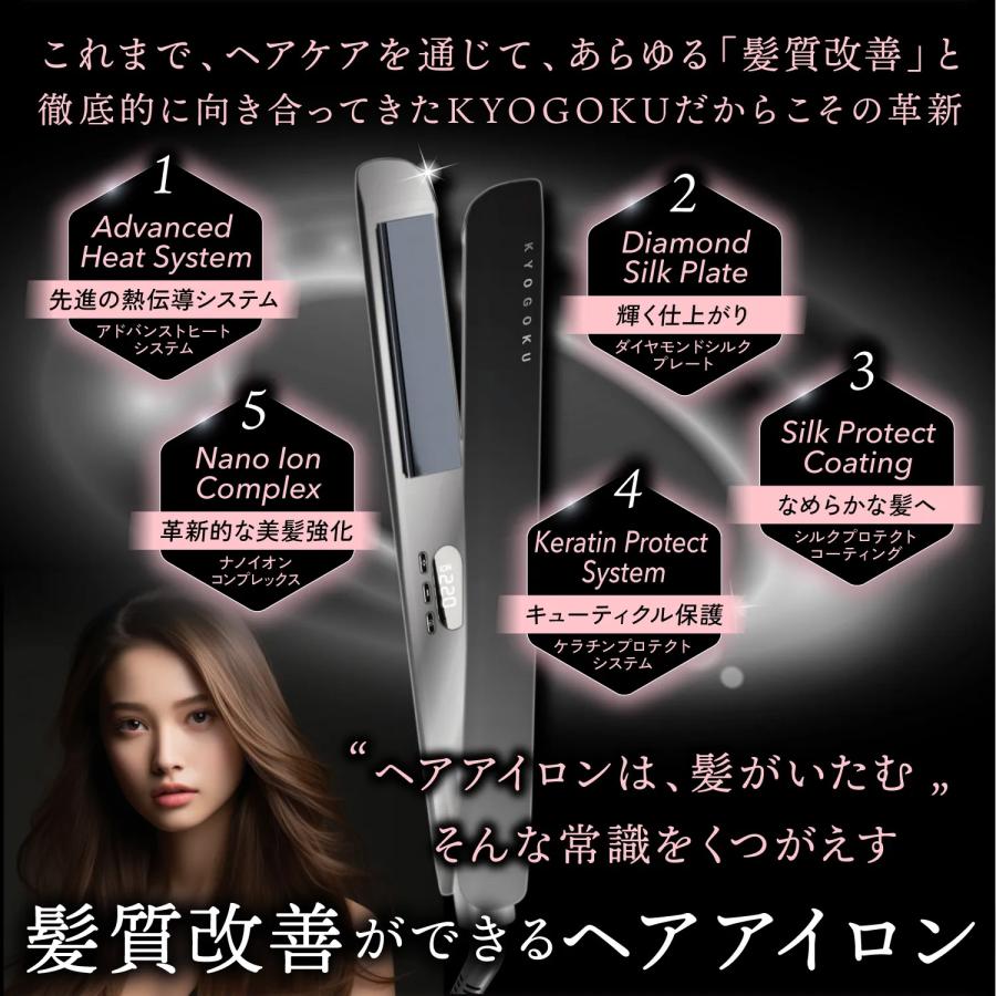 ブラック（maxell） KYOGOKU ナノシルク ケラチン ストレートアイロン