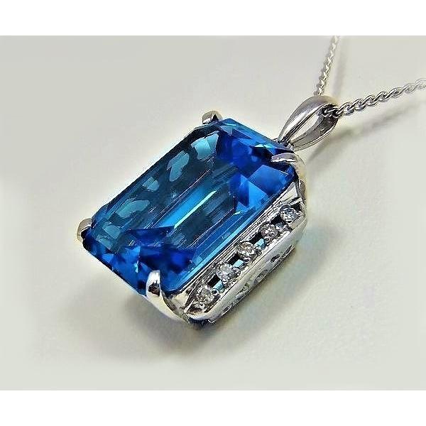 ブルートパーズ ネックレス ペンダント 大粒 12ct K10WG スイスブルー