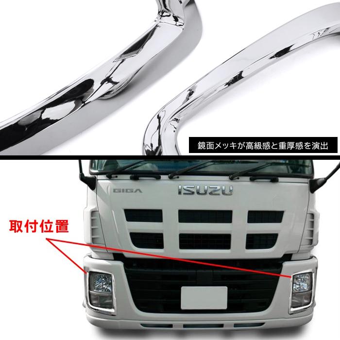 いすゞ NEW ギガ メッキ ヘッド ライト カバー ベゼル ガーニッシュ