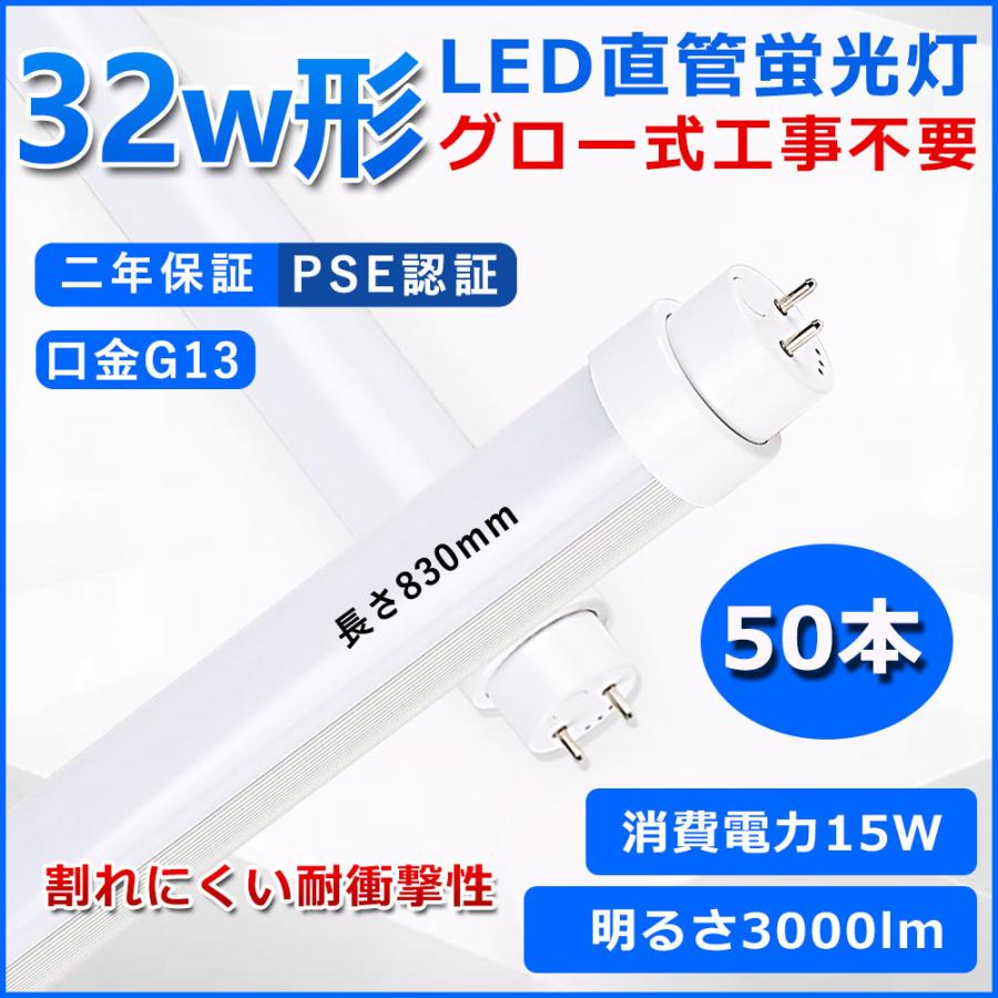 直管型LED蛍光灯 32W形 830mm グロー式工事不要 LED 蛍光灯 T10 G13