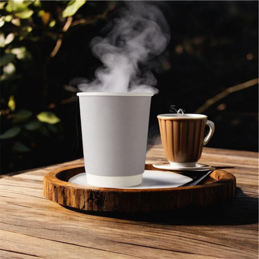 80mm口径 断熱二重グレー 8オンス 紙カップ 灰色 1000個 テイクアウト