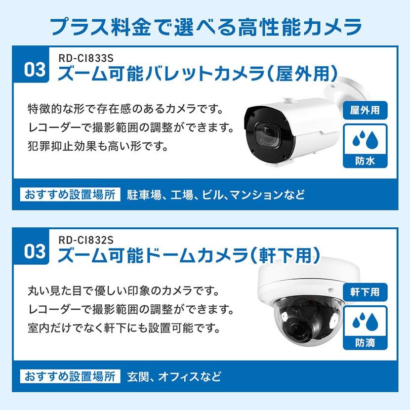 防犯カメラセット 屋外 屋内 4K UHD 1〜4台 ネットワーク IP PoE