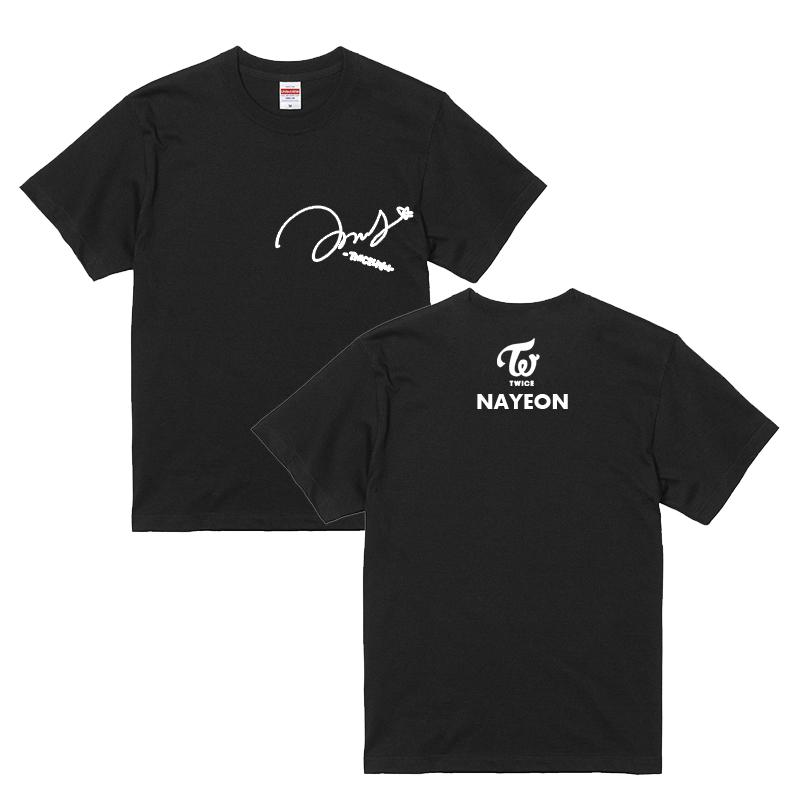 ナヨン トゥワイス TWICE サイン入り ロゴ入り ブラック 黒Tシャツ T