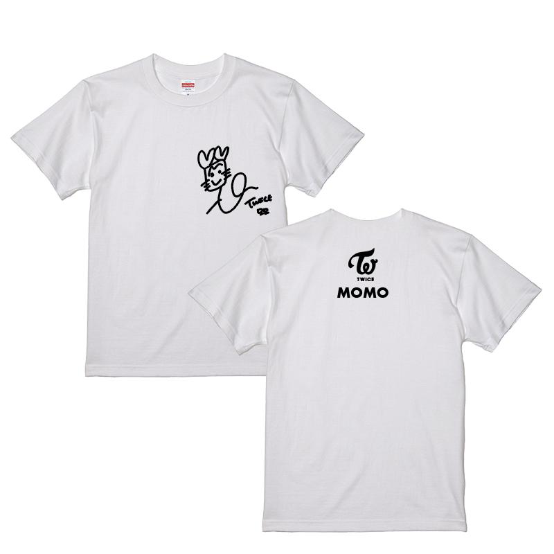モモ トゥワイス TWICE サイン入り ロゴ入り ホワイト 白Tシャツ T
