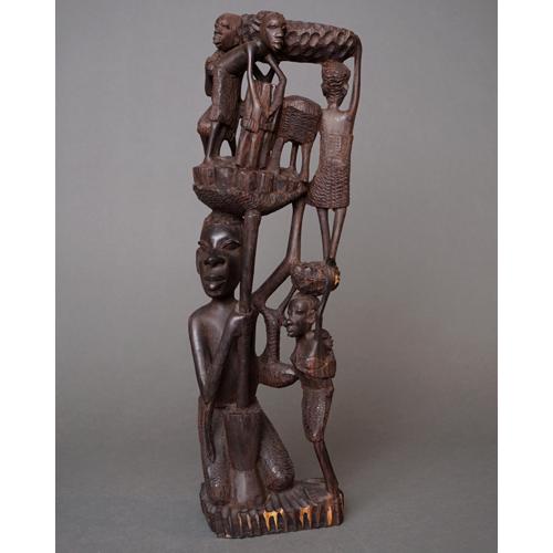 アフリカ タンザニア マコンデ ウジャマ 黒檀彫刻 43cm 木彫り 立像