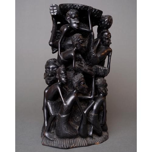 アフリカ タンザニア マコンデ ウジャマ 黒檀彫刻 32cm 木彫り 立像