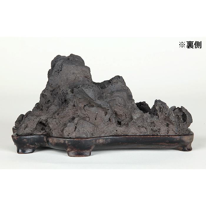 水石 「加茂川巣立真黒石」 盆石 天然石 すいせき 台座付き 現品限り