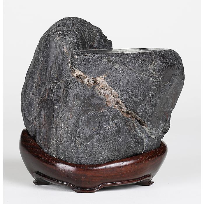 水石 紫貴船石 盆石 天然石 観賞石 姿石 すいせき 台座付き 現品限り