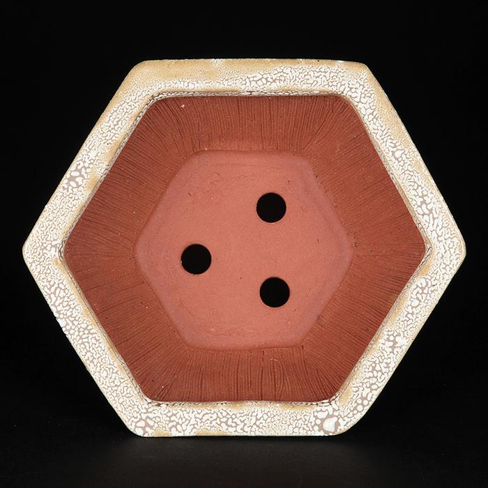 盆栽鉢 「憲窯白釉六角鉢」 植木鉢 辻憲昌 ケンヨウ 色鉢 陶器