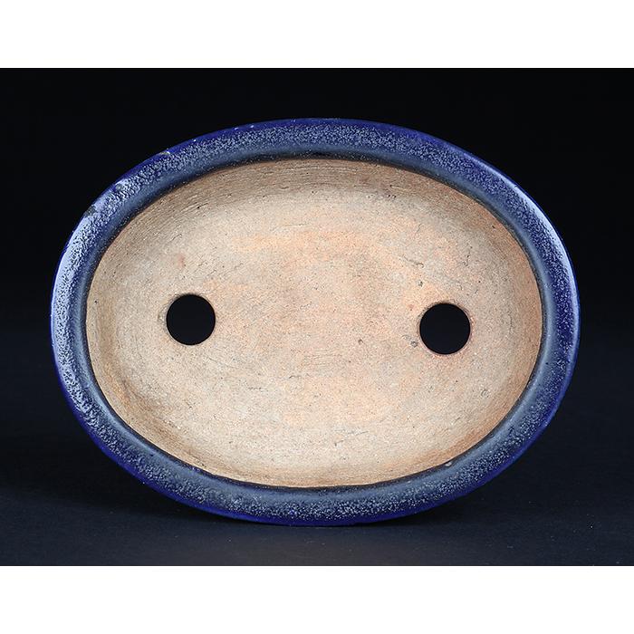 盆栽鉢 「東福寺瑠璃釉楕円鉢」 植木鉢 初代 平安東福寺 登窯 5号 15cm