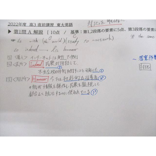 鉄緑会 東京大学 東大英語 テキスト 2023 直前 佐藤響 ☆ 034S0D