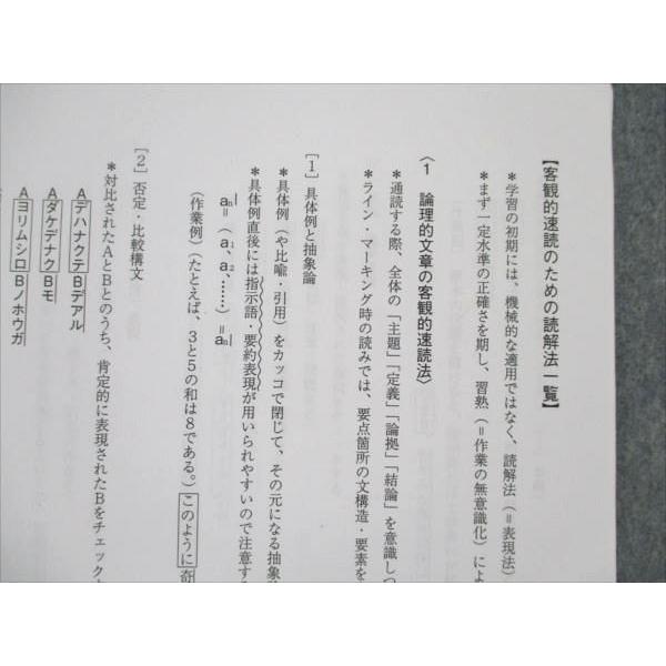 駿台 現代文 読解の応用講義/客観的速読のための読解法一覧付 2017