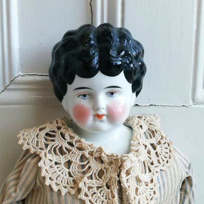 ジャーマン チャイナヘッドドール ラージ ドイツアンティーク : BAU