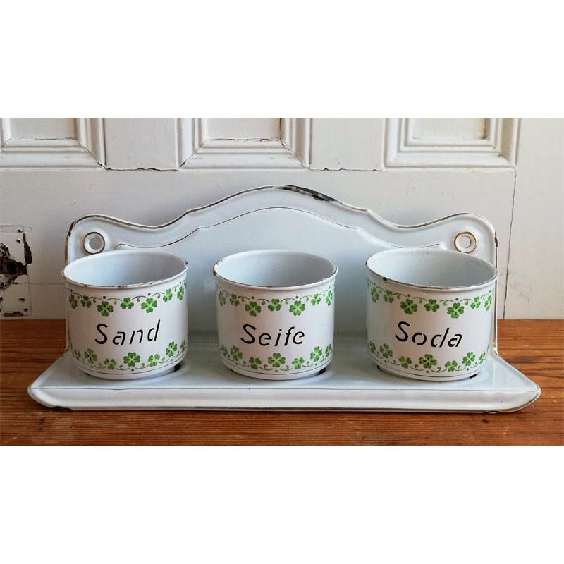 ホーロー クローバーのサボンラック ドイツアンティーク : BAU