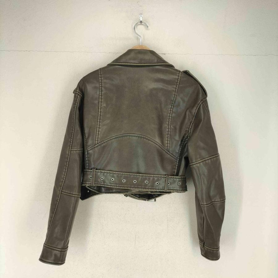 ZARA（ザラ） USED加工 フェイクレザーライダースジャケット
