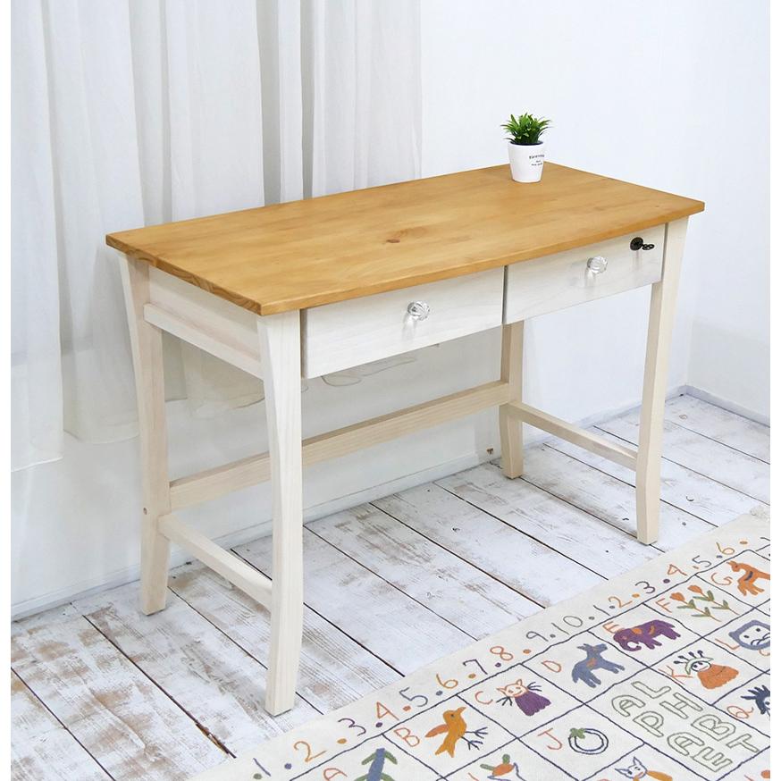 フレンチカントリーパインデスク+学童チェア85セット クリスタルガラス