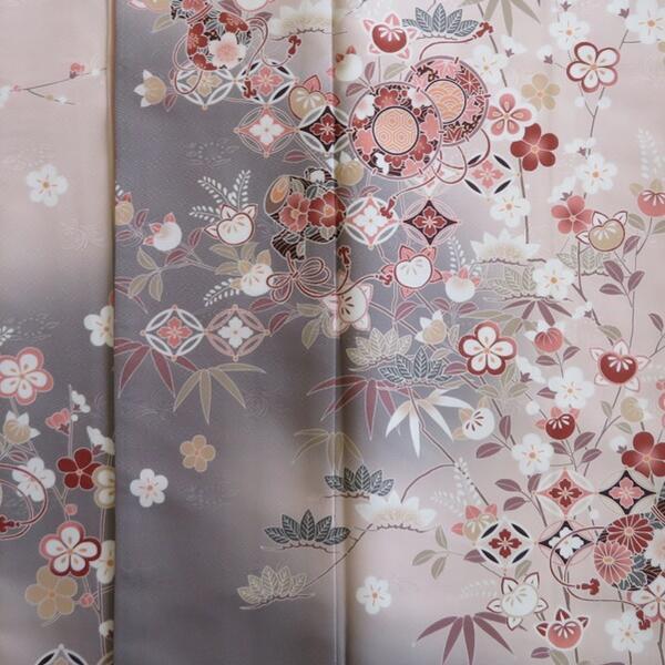 H.L（アッシュ・エル） 【H.L訪問着 単品】サーモンピンク系花柄【235