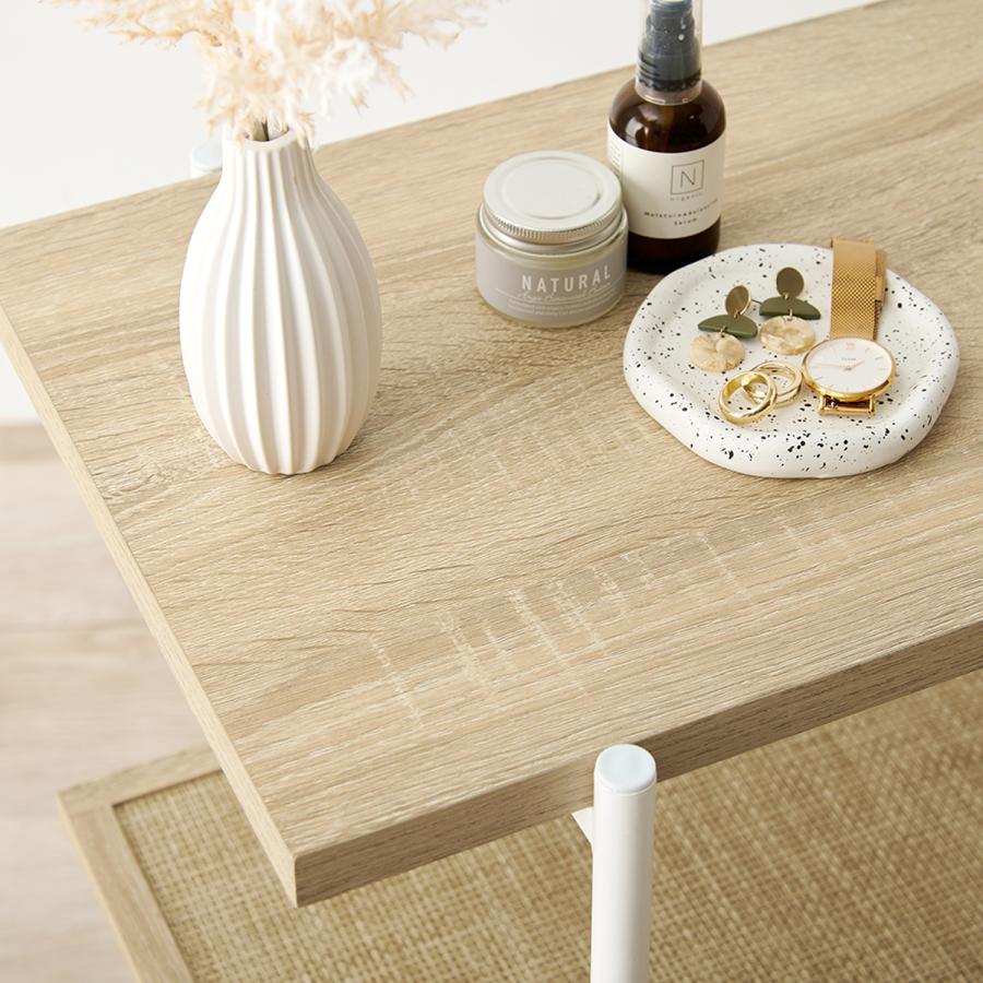 サイドテーブル テーブル 円 サークル 四角 インテリア ラタン風棚板