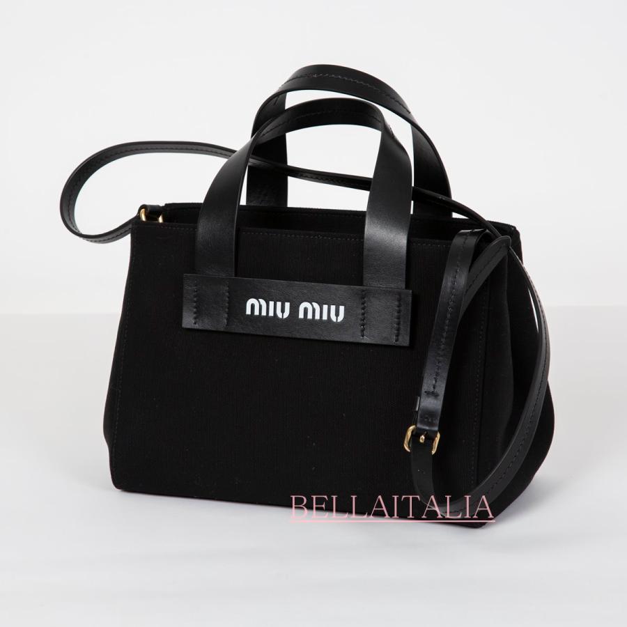 miu miu（ミュウミュウ） カナパ コットン トートーバッグ 黒