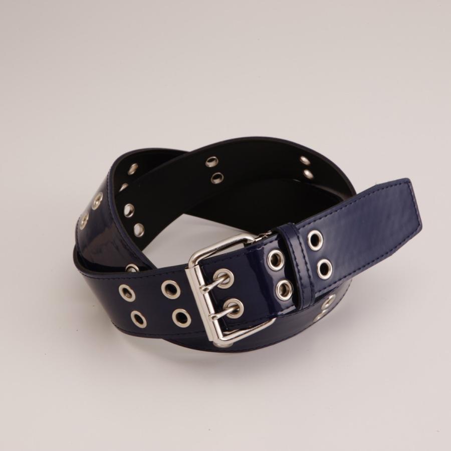 ベルト メンズ 40ミリ エナメル スタッズ ダブルピン 選べる スムース