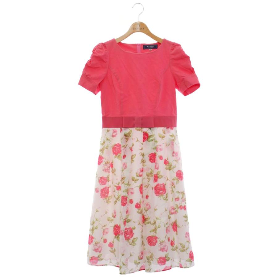 エムズグレイシー 311371 ワンピース 38 ピンク 切替 ローズ柄