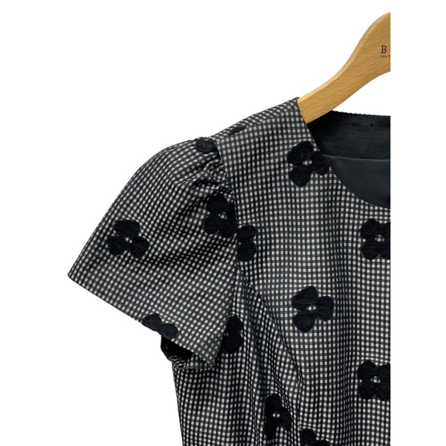 エムズグレイシー 311508 ワンピース 38 ブラック チェック リボン 花