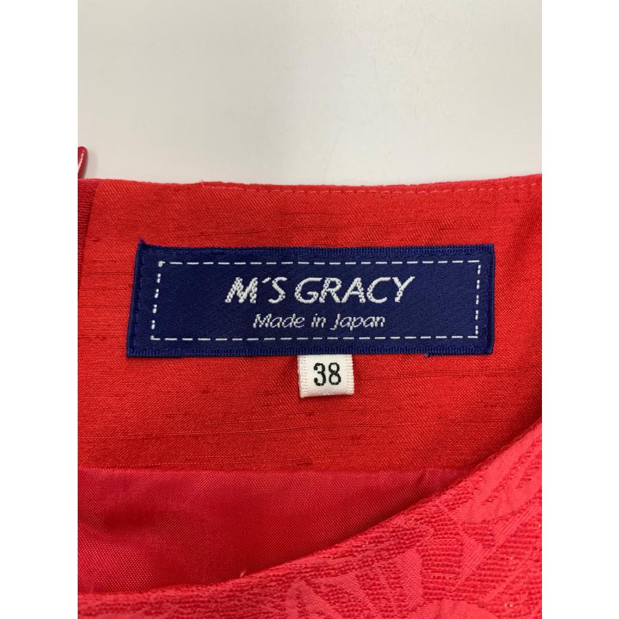 エムズグレイシー 411354 ワンピース 38 レッド フラワー ラメ