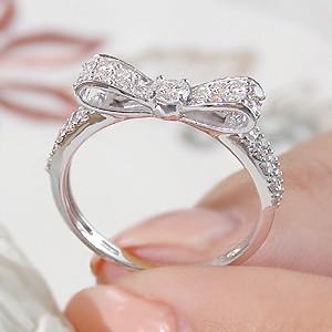 K18 WG ゴールド 指輪 リング ダイヤモンド ダイヤ リボン 18k 18金