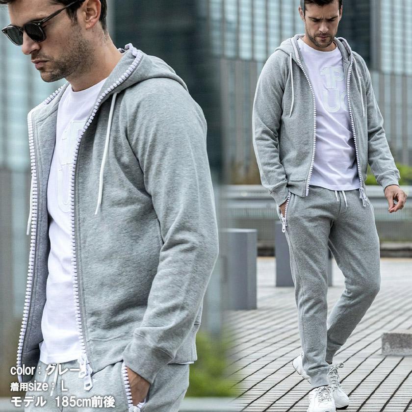 1PIU1UGUALE3 RELAX セットアップ スウェット ジップパーカー ロング