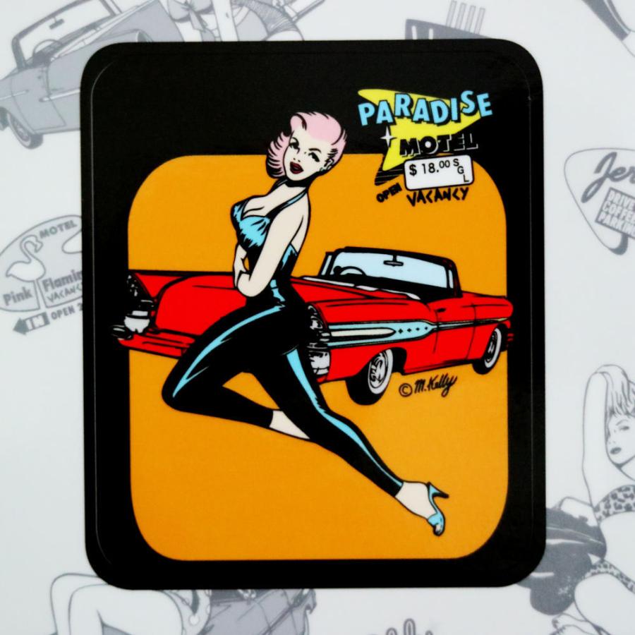 ステッカー PINUP GIRL'S A GO 耐水性 屋外使用可 A4サイズ ロック