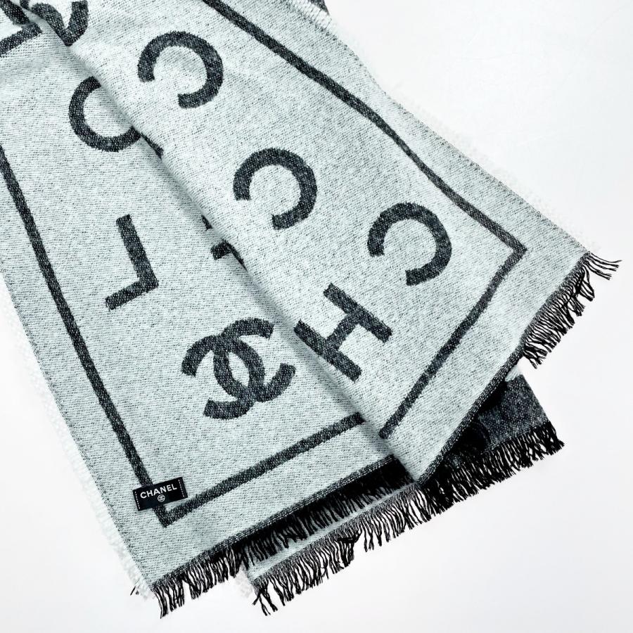 CHANEL（シャネル） ストール グレー ココマーク カシミヤ82％ シルク