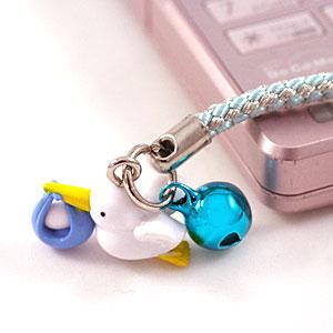 ハローキティ こうのとりキティ 根付けストラップ ピンク＆ブルー