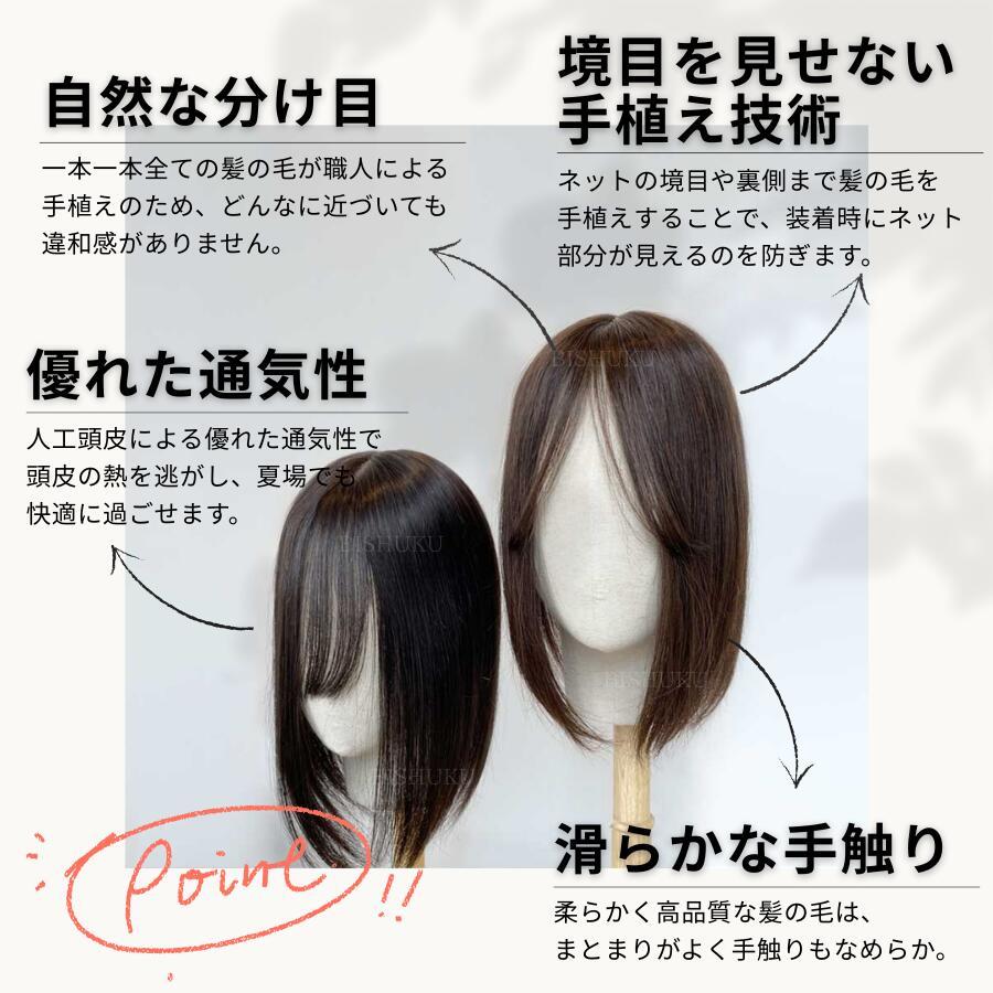 部分ウィッグ 自然 人毛100% 日本仕上げ ウィッグ 高品質 30cm 40cm