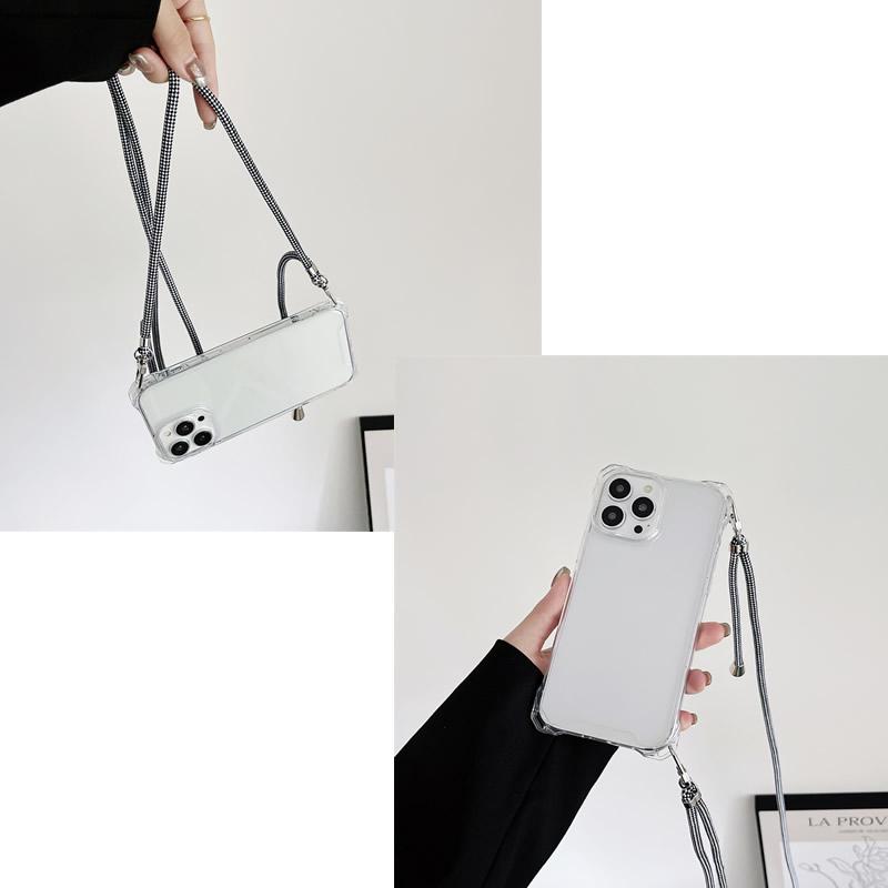iPhone iPhone14/13スマホケースクリアネック ショルダーストラップ