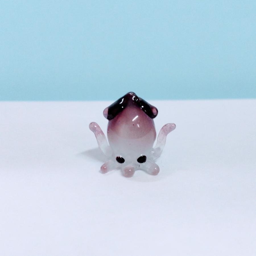 ガラス細工 イカ（S) 紫 NEW ミニチュア 置物 雑貨 海 魚 : きたの