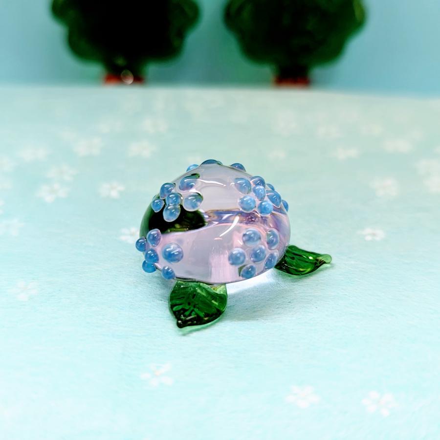 ガラス細工 アジサイ（L) ミニチュア 雑貨 置物 小物 花 紫陽花 雨