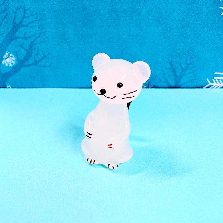 ガラス細工 エゾオコジョ（L) ミニチュア 置物 北海道 : きたのガラス