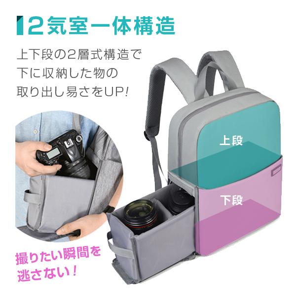 カメラバッグ リュック 一眼レフ レディース メンズ 引き出し 2層式