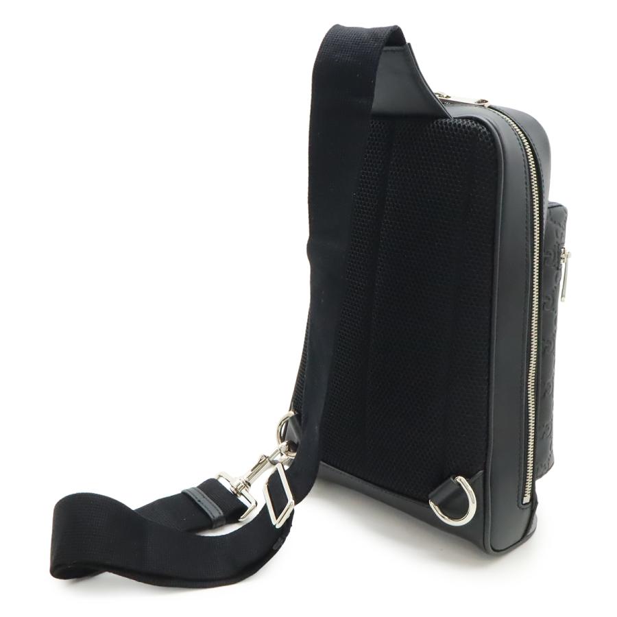 極美品 グッチ ショルダーバッグ GG柄 シマレザー 黒 クロスボディ